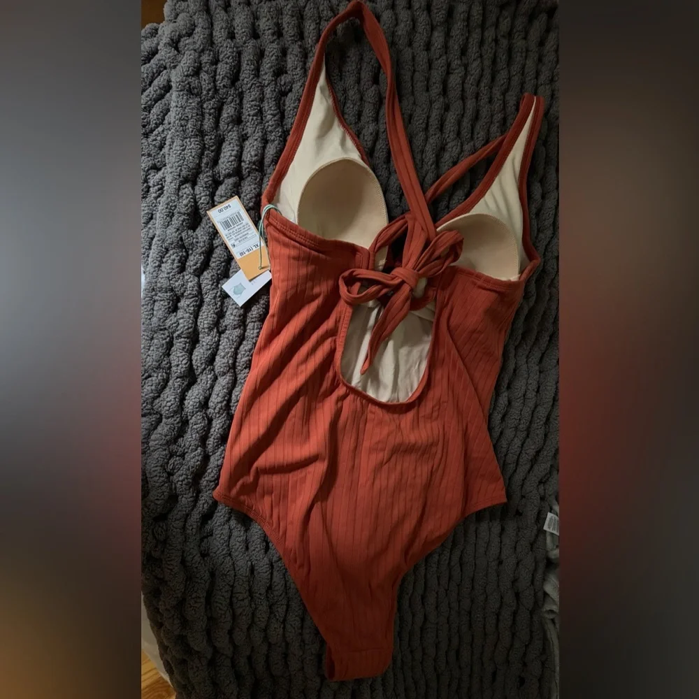 Rust Orange Ribbed Swimsuit - Picture 4 of 4